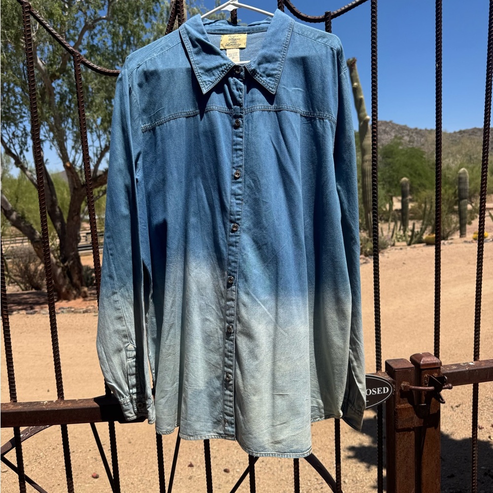 Blue Gray Gradient Button Down Shirt
